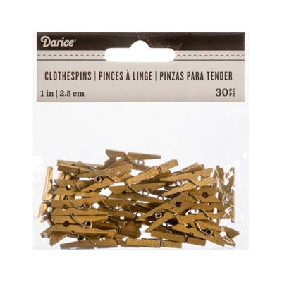 Mini Gold Clothespins: 1 inch, 30 pieces