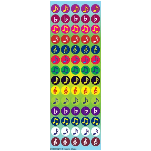 Musical notes stickers 0.5" 6 sheets