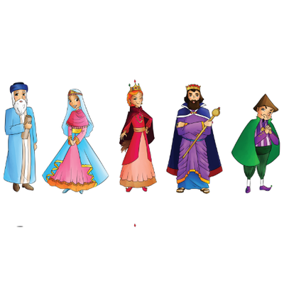Purim characters Cutout 3" 20/sets