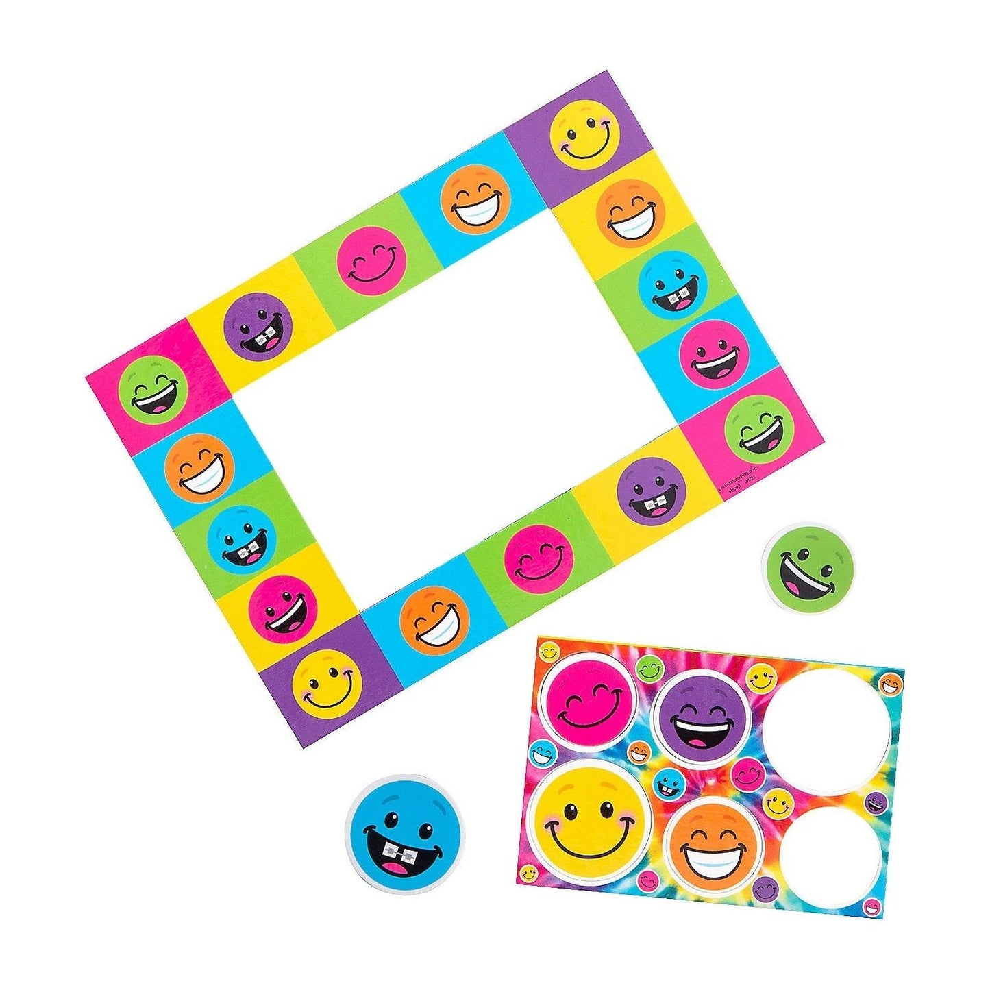 Smile Face Picture Frame Magnets, 4 1/4" x 2 3/4" photo space - 12 pc