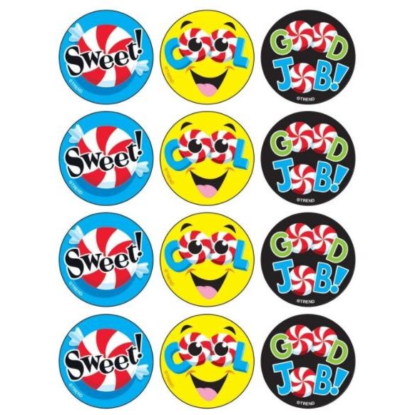 Large Candy Compli-MINTS, Peppermint Scent Stickers 1 1/4" (4 Sheets)