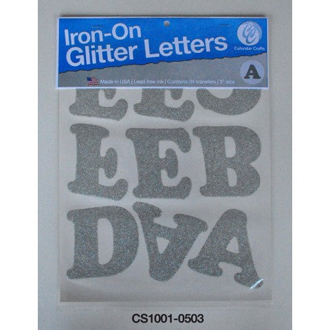 Iron On Letters Silver Glittered 3 " 1 sheet (Discontinued)