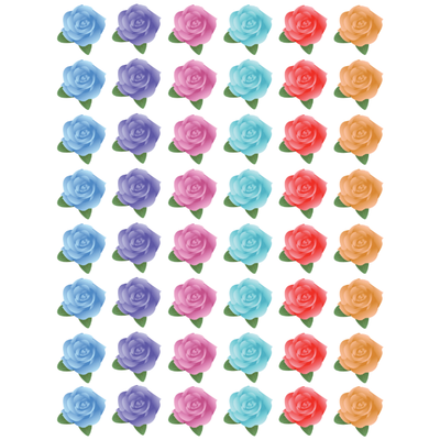 Rose Stickers 3/4" Round 19mm Color Print 10/pk