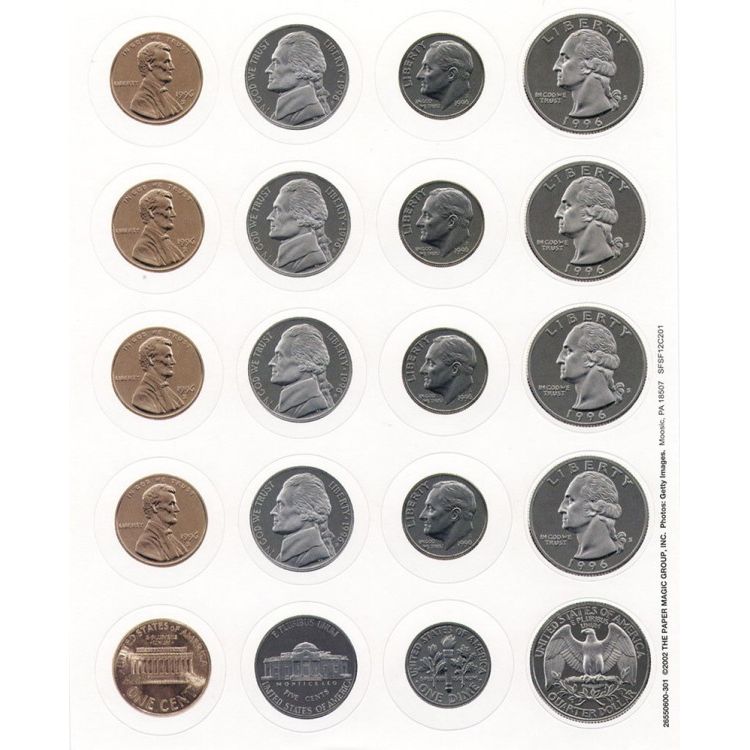 Money Theme Stickers 1" 120/pk