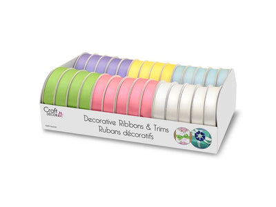 Ribbons:Poly-Satin 5/8"x4yd Rolls x28 Asst Pastel