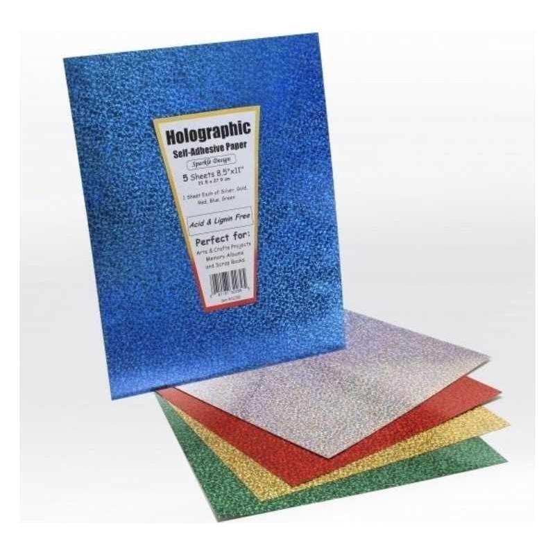 Self-Adhesive Holographic Paper 8.5x11" (Gold, 5)