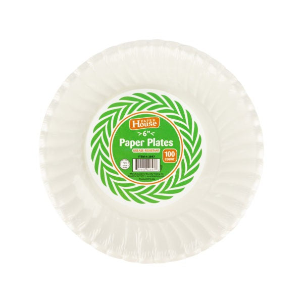 White Paper Plates 6" 100/pk