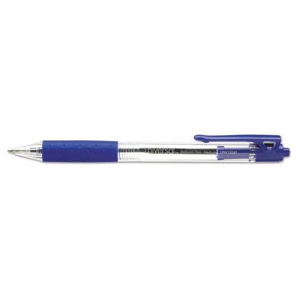 Retractable Ballpoint Pen, 1mm, Blue 12/pk