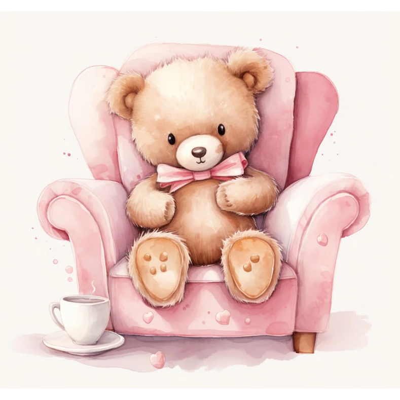 Paint by Number Teddy on Couch 10" x 10"
