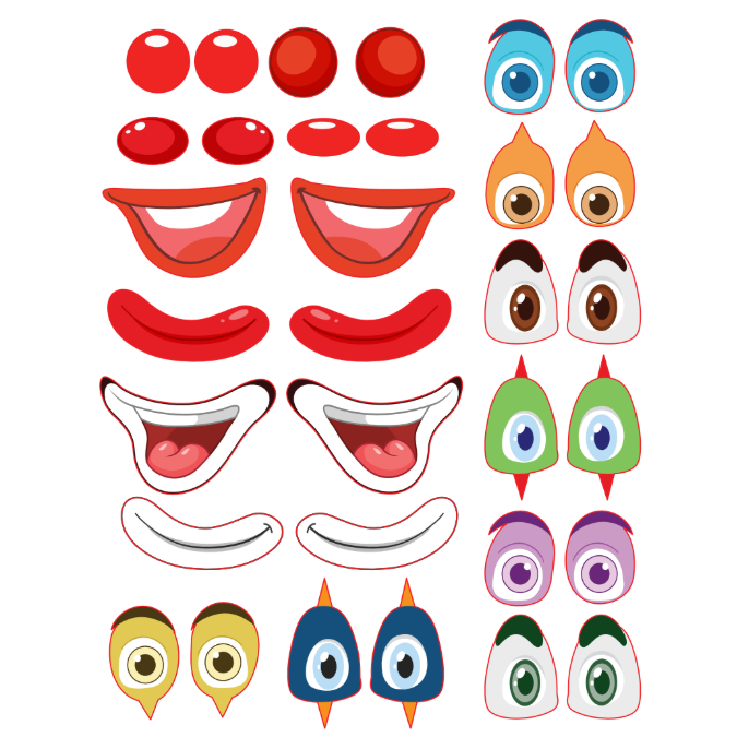 Purim Make A Face Stickers Die Cut Color Print 10/pk