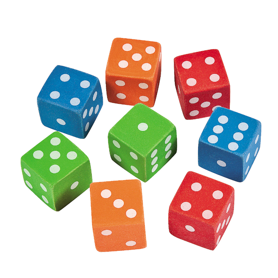 Mini Dice Erasers 1" 12/pk