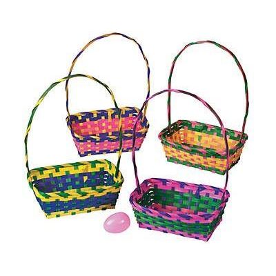 Bamboo Multicolor Rectangular Easter Baskets 5" x 8" x 3" 12/pk