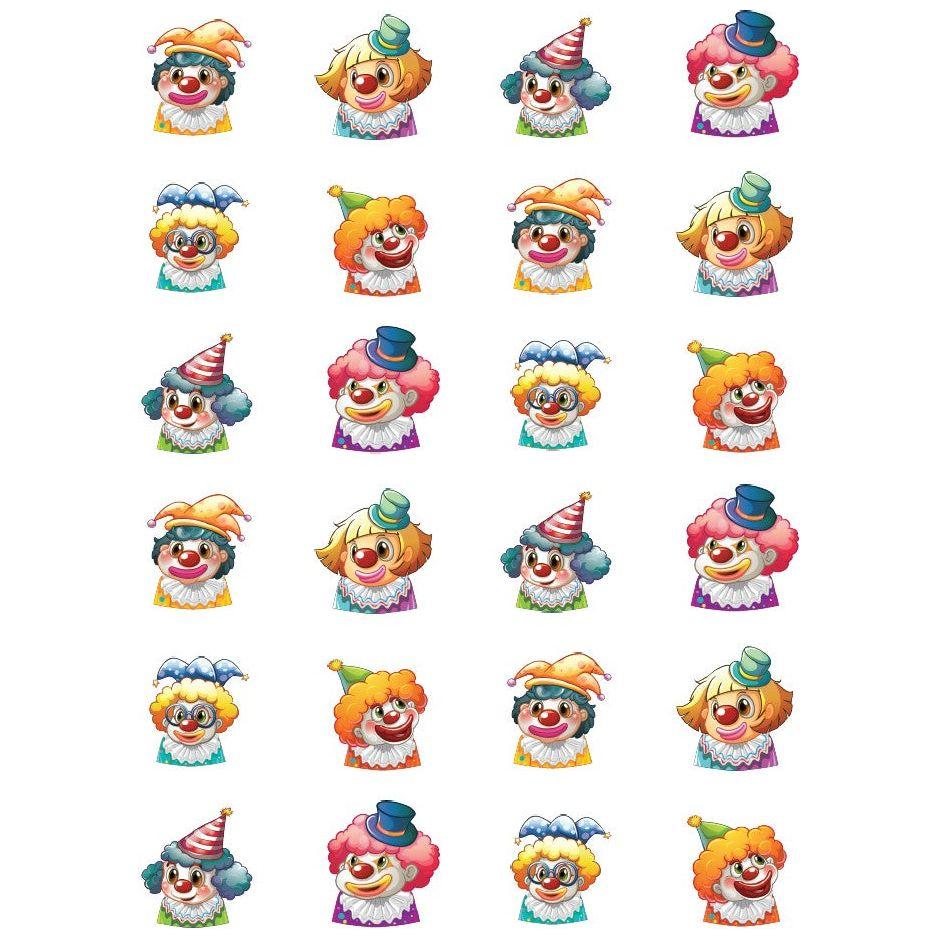 Clown Face Round Stickers 25MM 10/pk