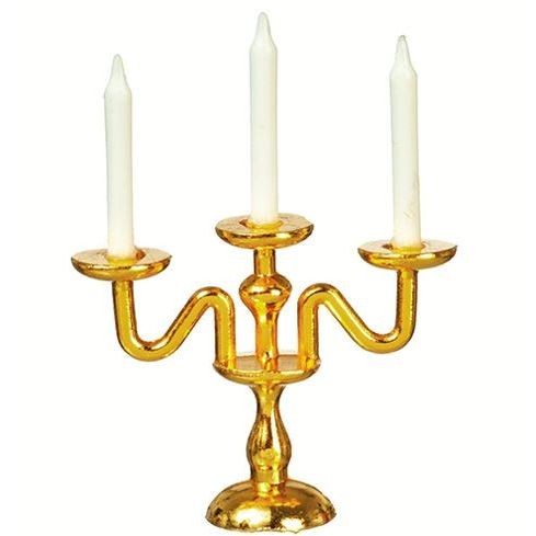 3 Arm Candelabra Miniature Gold