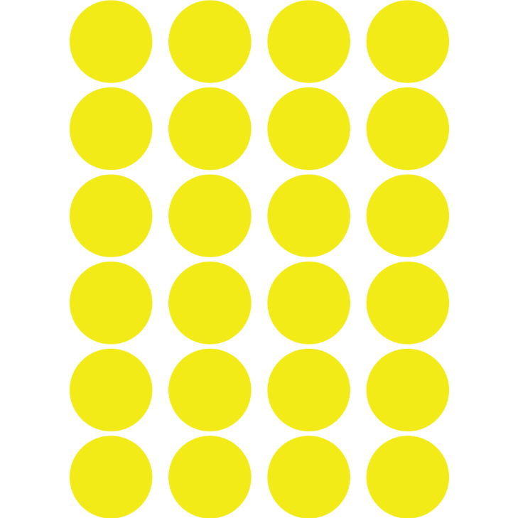 Color Coding Dot Sticker Yellow 1" 25mm Color Print 32/pk