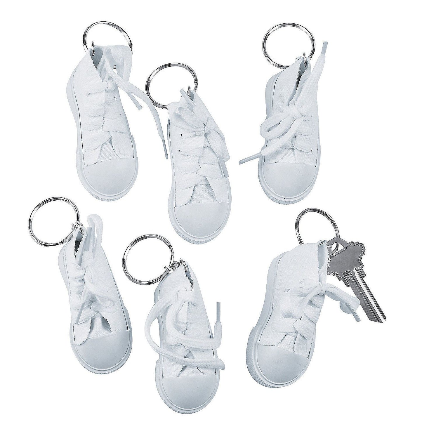 DIY Design Your Own White Shoe Keychains, 3" x 1 1/2" 12/pk