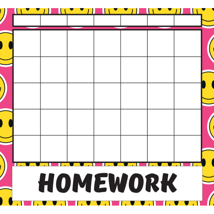 Smiley with homework Calendar 24"x22"