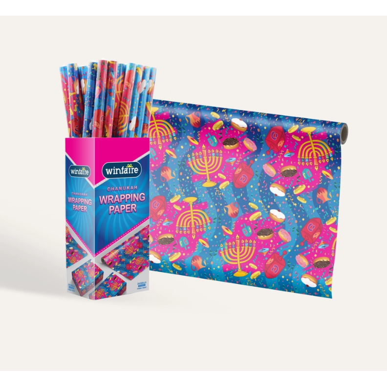 Chanukah Wrapping Paper - Pink & Blue 36"
