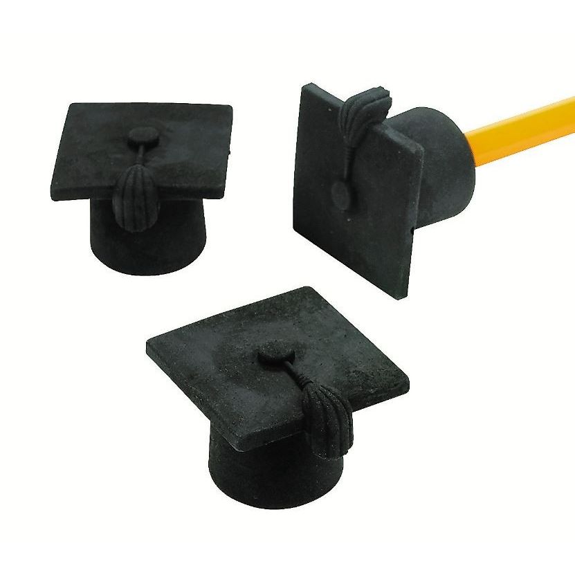Graduation Pencil Top Erasers 24/pk