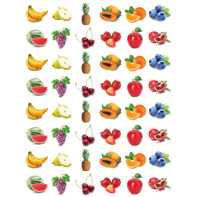 Fruit Stickers 3/4" Round 19mm Color Print 10/pk