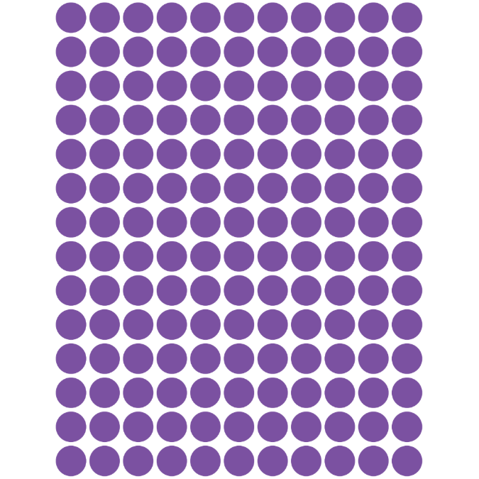 Color Coding Dot Stickers All 1/4" Purple 10mm Color Print 32/pk