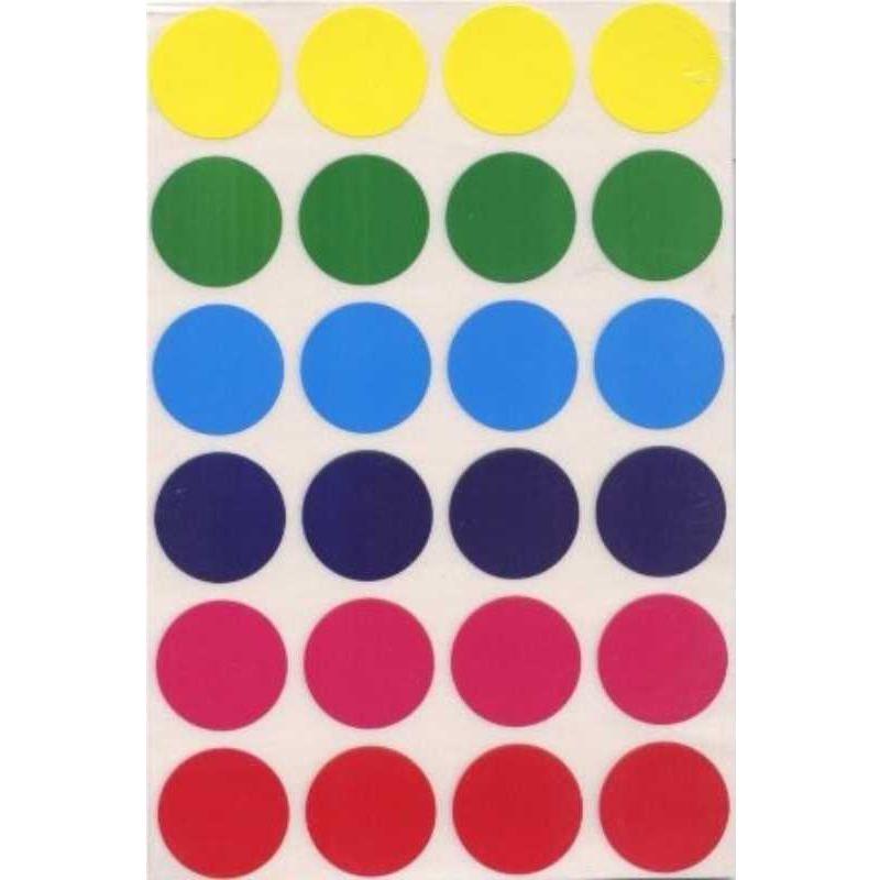 Color Coding Dot Sticker (Assorted Colors, 3/4", 25)