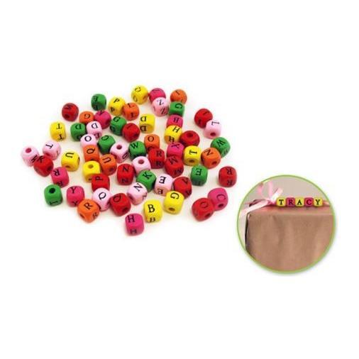 Letter Wood Beads Multi 10mm 60/pk (closeout)