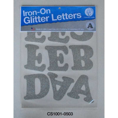Iron On Letters Silver Glittered 3 " 1 sheet (Discontinued)