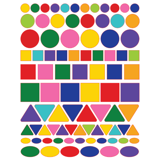 Small Geometric Shape Stickers Die Cut Color Print 10/pk