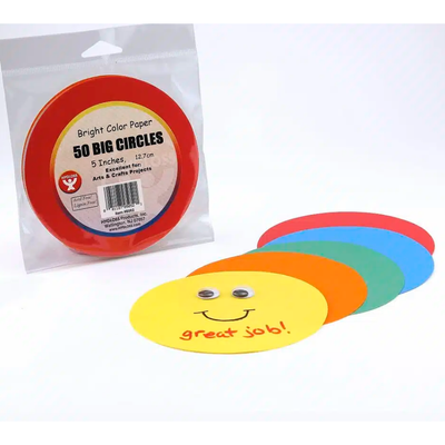 colored paper 50 5 circles 5 asst. colors
