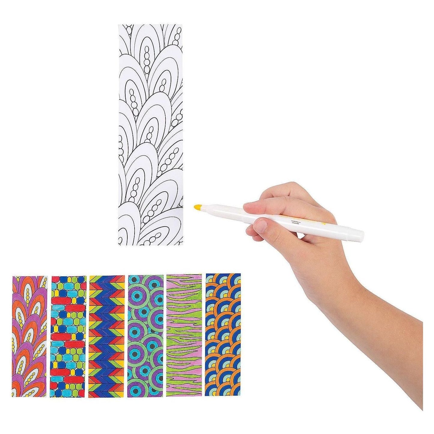 Color Your Own Cool Doodle Bookmarks, Assorted, 2" x 7" 12/pk