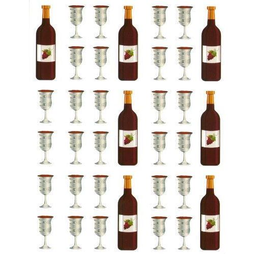 Wine And Cups Stickers (Cups- 3/4", Bottles- 1 3/4") 10 Sheets