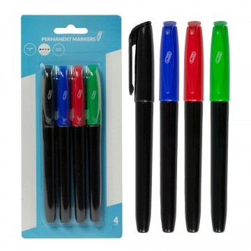 Permanent Markers, Black/Blue/Red/Green