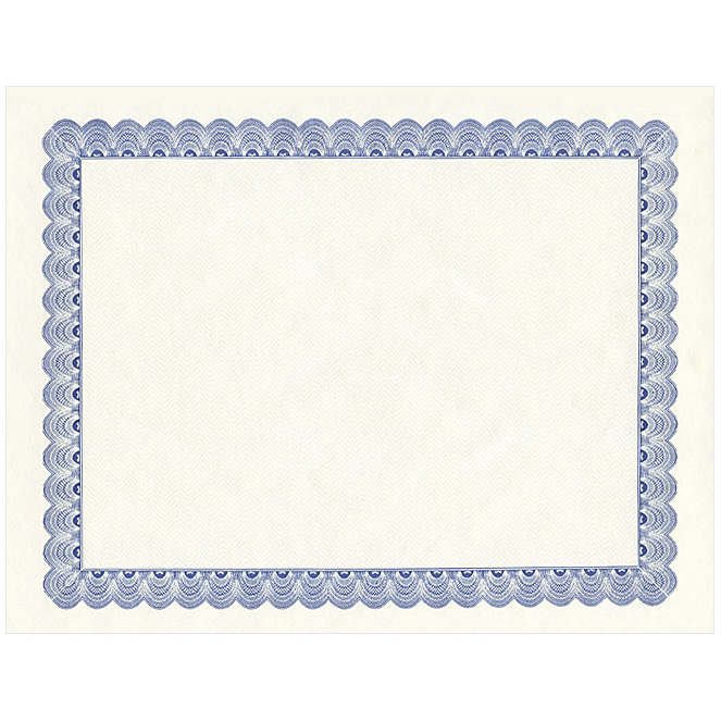 Conventional Parchment Certificate Paper 8 1/2" x 11" 50 Sheets Blue