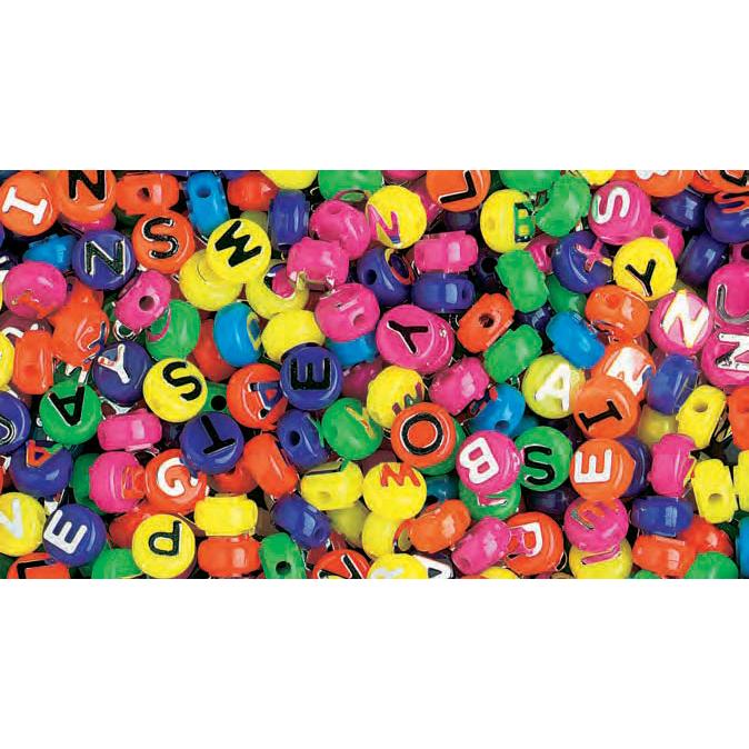 Alphabet Beads Hot Multi color/Silver Letters Beads 10mm 1/4 Lb