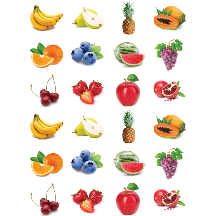 Stickers Fresh fruits 1" Round 25mm Color Print