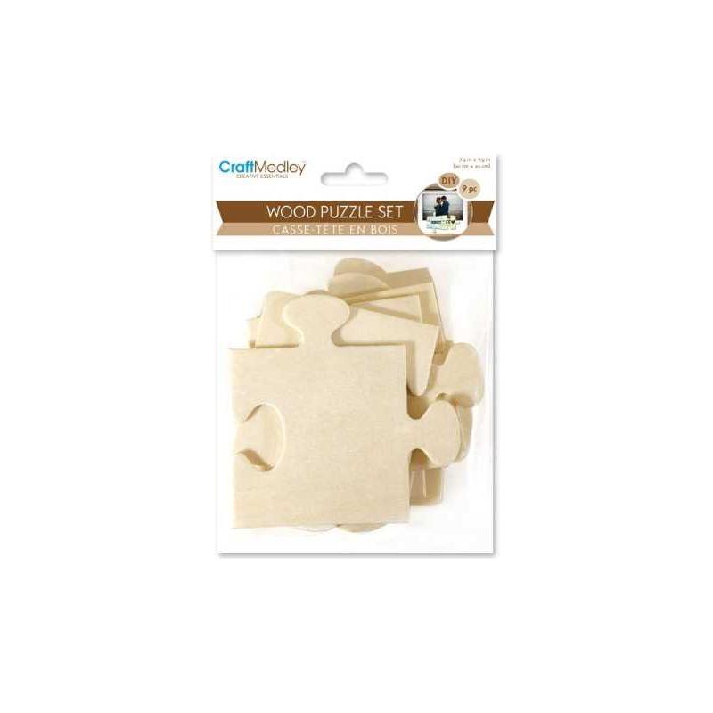 Wood DIY Puzzle Pieces 7.5" 9pc (discontinued)