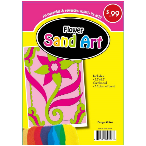 Flower Sand Art, 3 Colors of sand, 5.5"x8.5" Cardboard