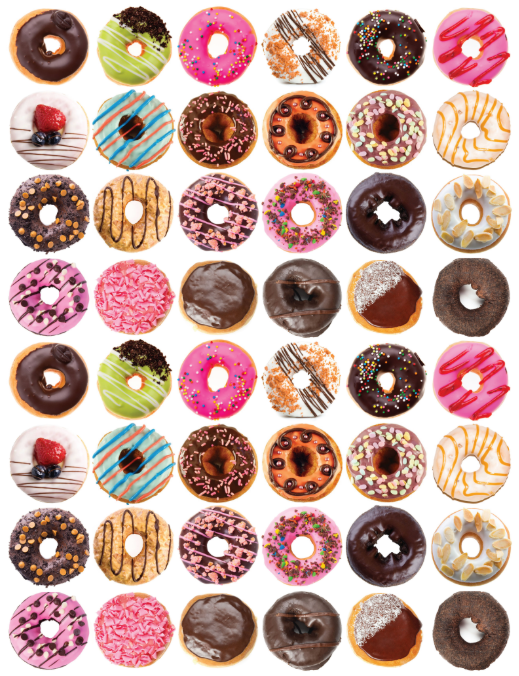 Doughnut Stickers 3/4" Round 19mm Color Print 10/pk
