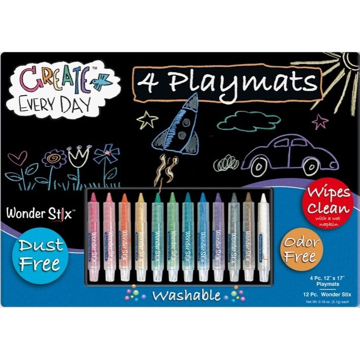 12" x 17" Blackboard Playmats includes 8 wonder stix (4 set)