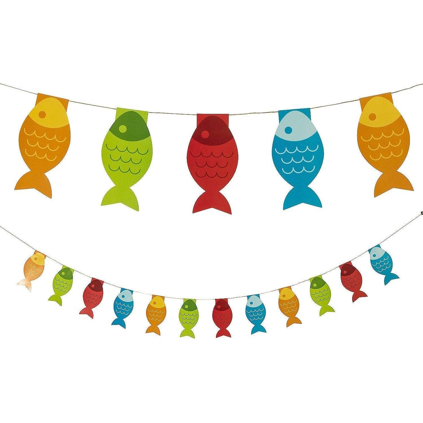Little Fisherman Fish Paper Pennant Banner 7 ft. x 7"