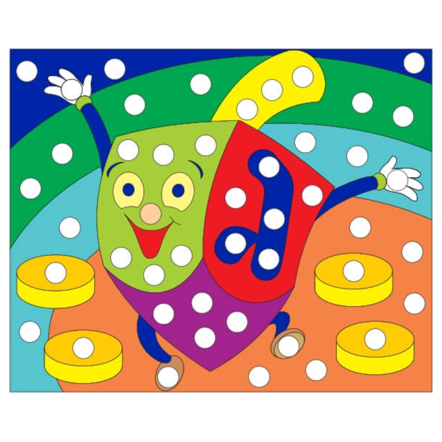Chanukah Pom Poms (Dreidel) 6.5″ x 8 ” 50 Pom Poms