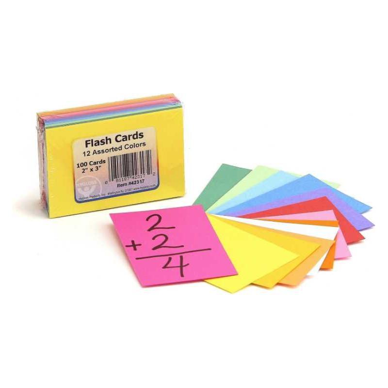 Bright Flash Cards (3" X 9", 5 Colors, 100)