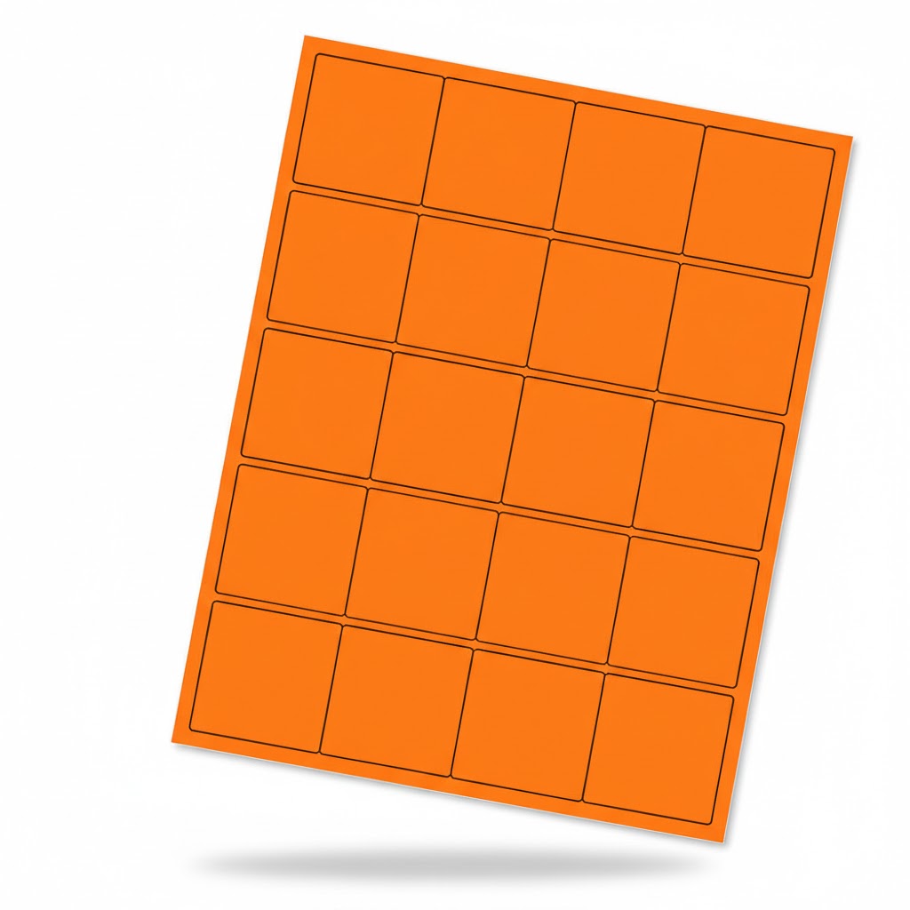 2" Square Labels 20/pg 100/pk Fluorescent Orange