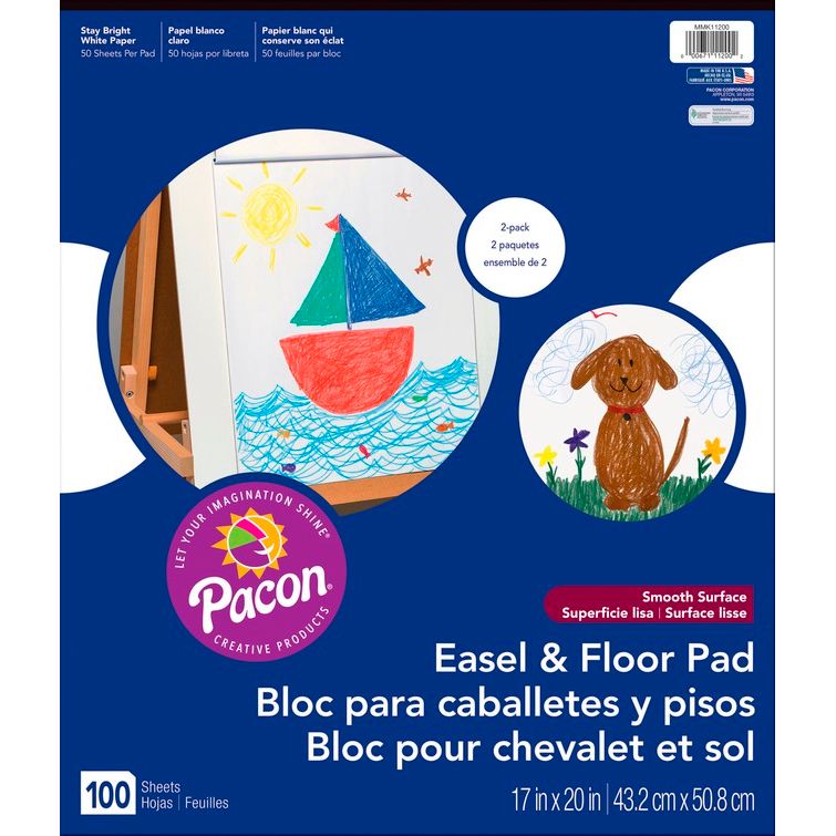 Easel Pad, 17 x 20 Inches, Unruled, 100 Sheets, Pack of 2