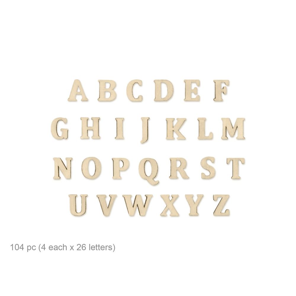Mini Wooden Letters 104pcs (4ea - 26 letters) Natural