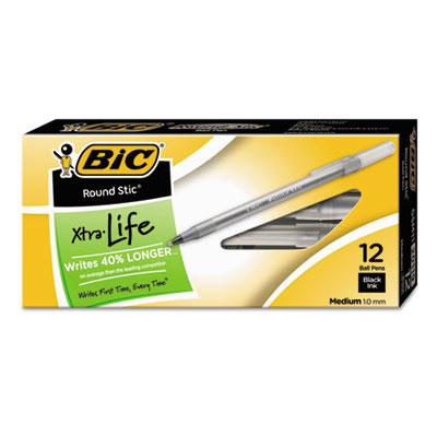 Round Stic Medium Ballpoint Pen 12/pk (Black)