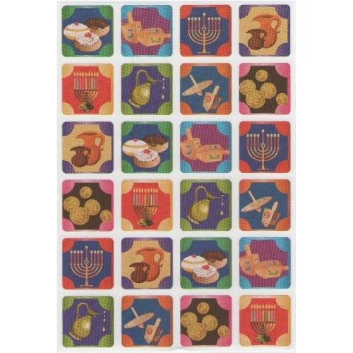 Chanukah Square Stickers 1" 10 Sheets