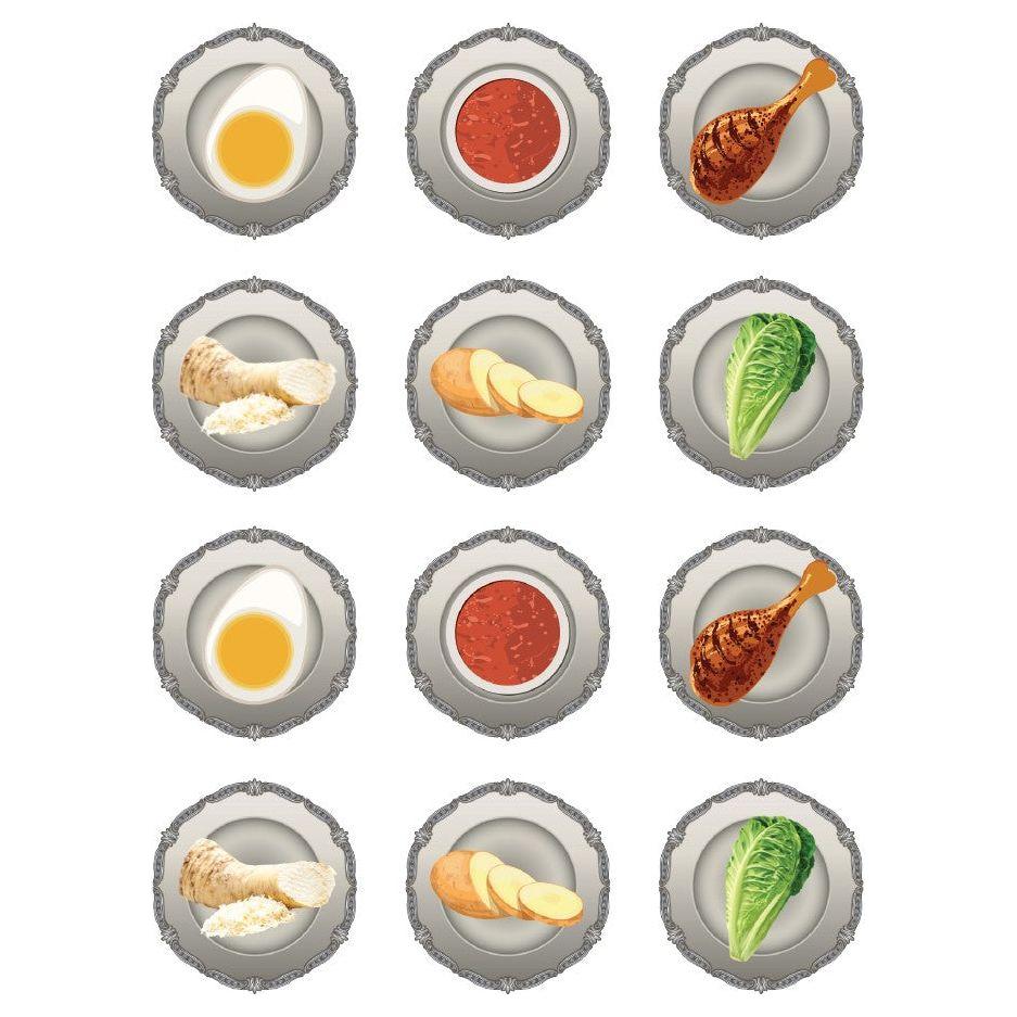 Seder Plate Symbols Stickers Round 32mm Color Print 10/pk