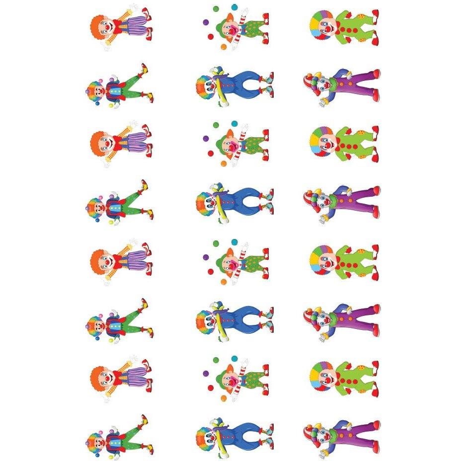 Full Clown Stickers Oval 35mm x 18mm Color print 10/pk
